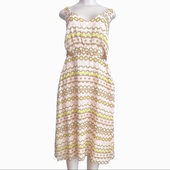 Hobbs Invitation Silk Chiffon Circle print Dress SZ 18 Multicolor - Picture 2 of 16